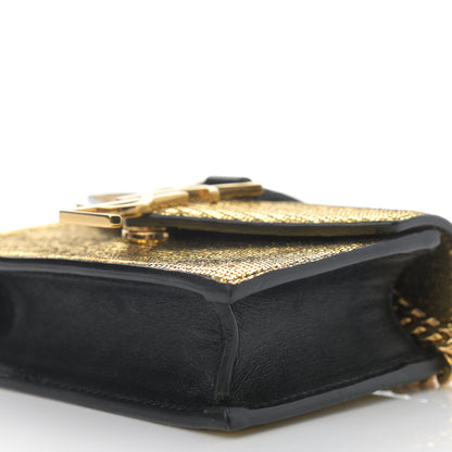 Saint Laurent Calfskin Lizard Embossed Monogram Chain Mini Candy Crossbody Gold 10 of 10