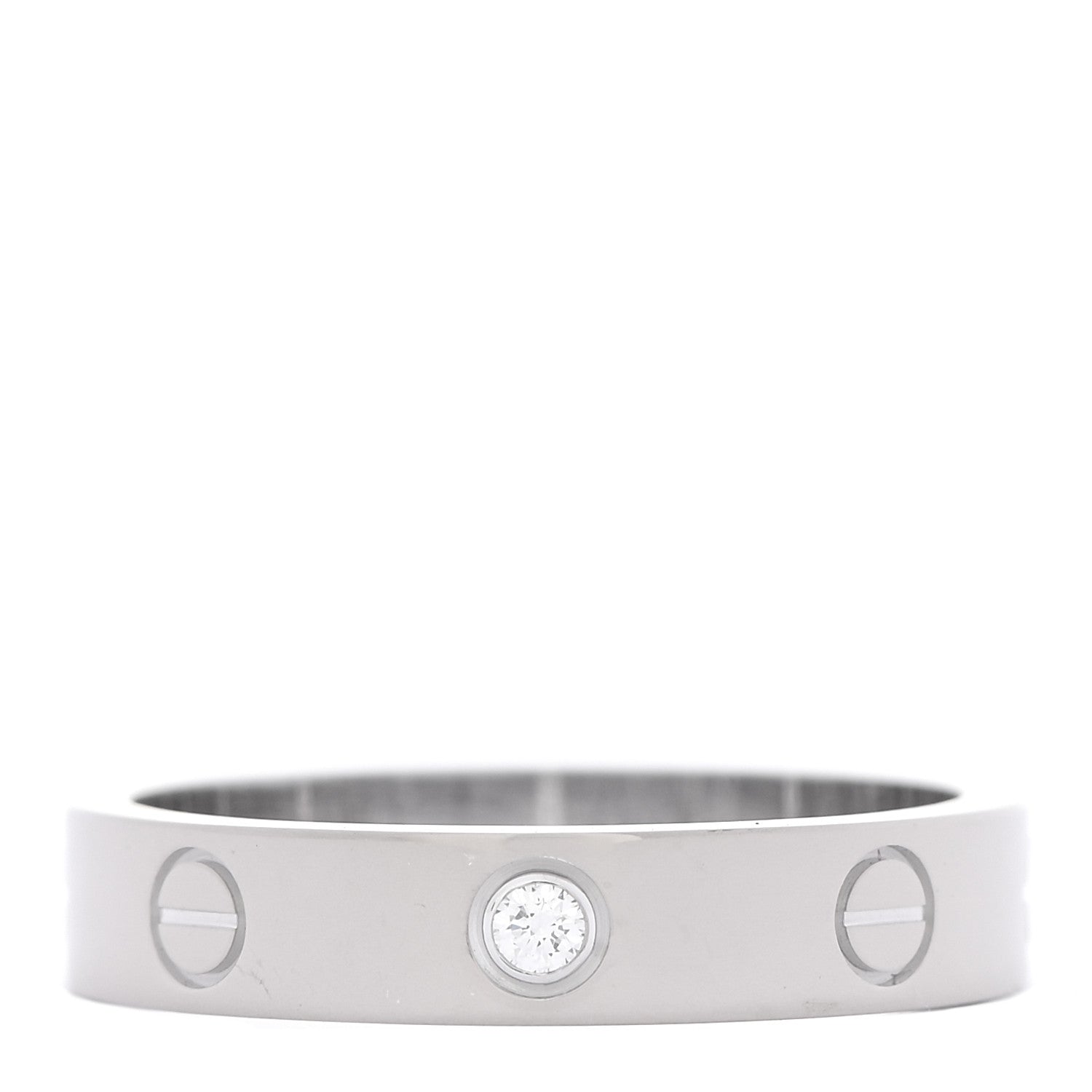 Cartier 18K White Gold Diamond 4mm LOVE Wedding Band Ring 54 6.75 1 of 5