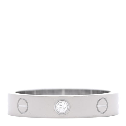 Cartier 18K White Gold Diamond 4mm LOVE Wedding Band Ring 54 6.75 1 of 5