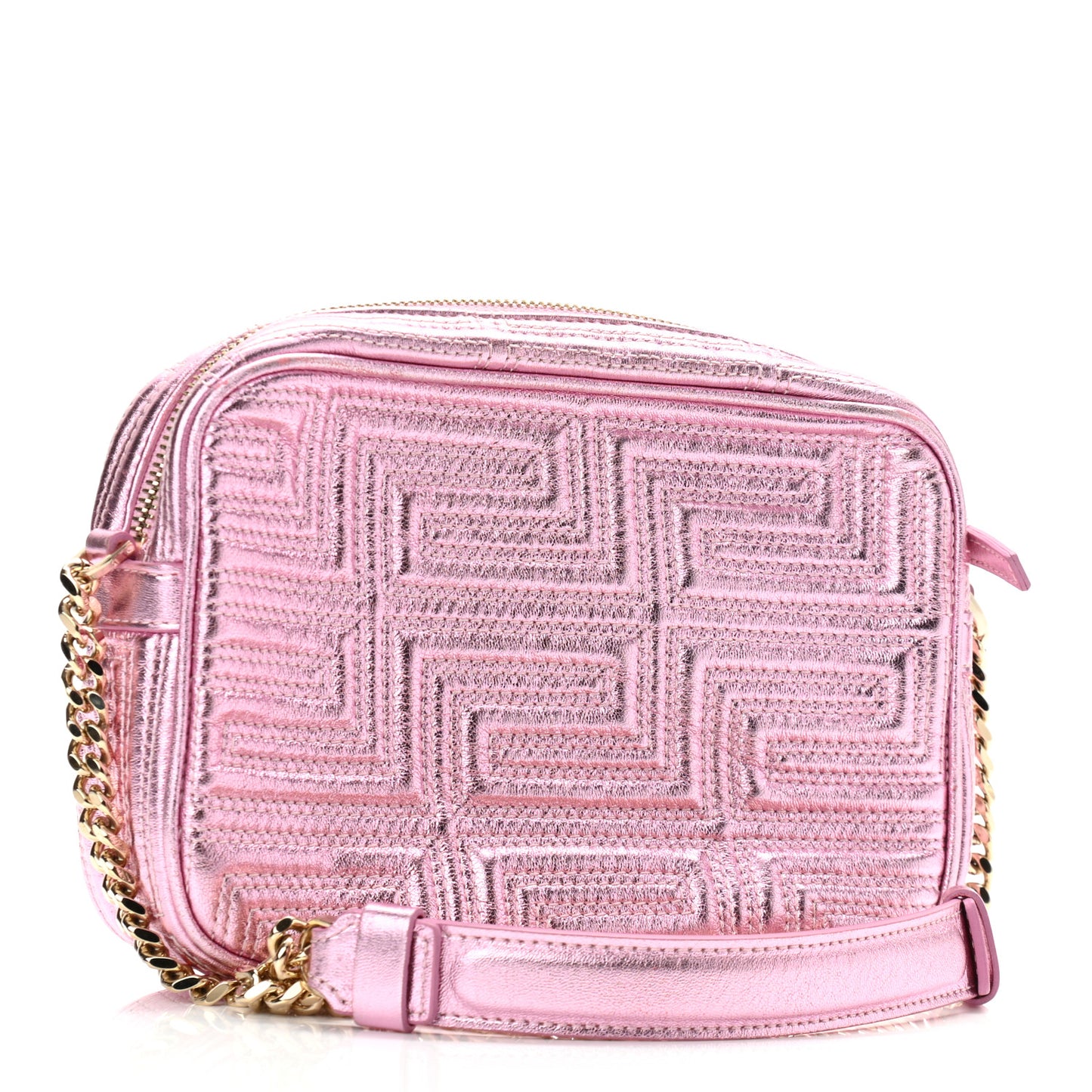 Metallic Nappa Quilted Icon Camera Bag Rosa