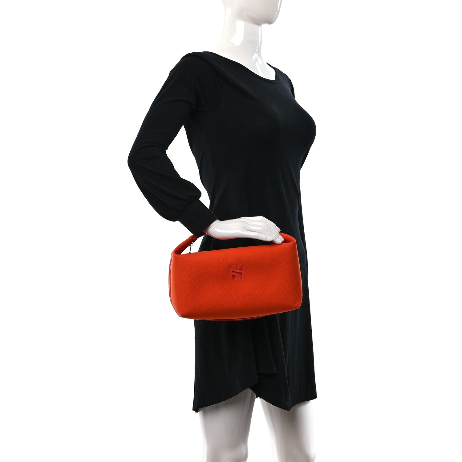 Hermes Canvas Large Bride-A-Brac Pouch Orange Feu Burgundy 2 of 13