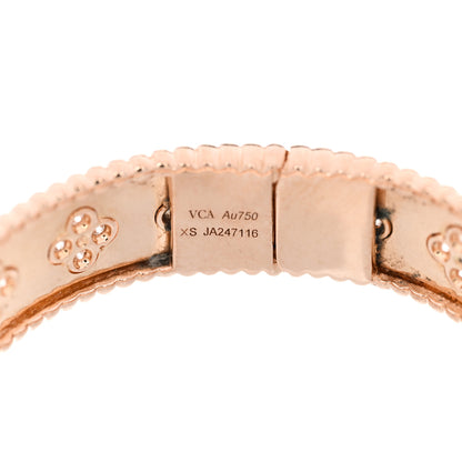 Van Cleef & Arpels 18K Rose Gold Diamond Perlee Clovers Bangle Bracelet XS 3 of 4