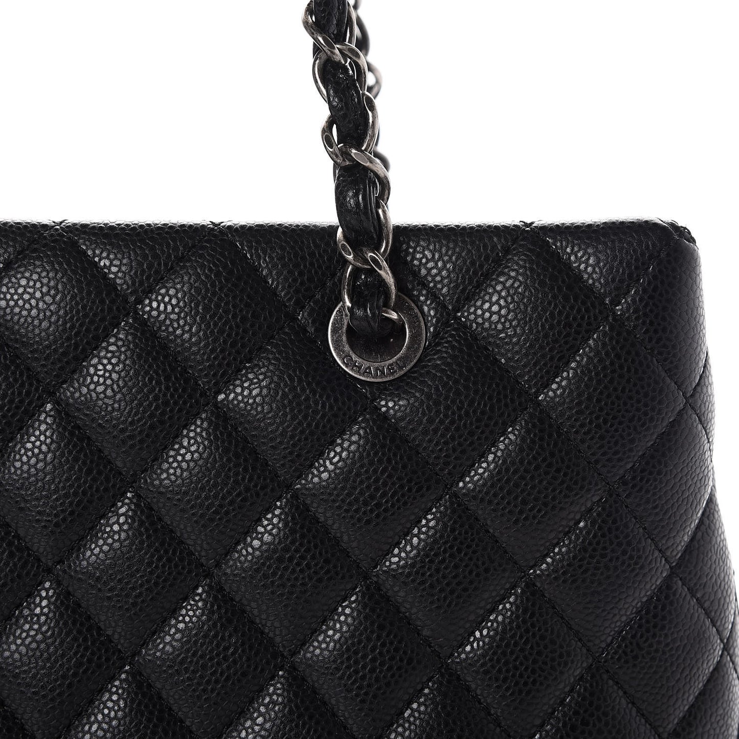 Caviar Quilted City Shopping Tote Black