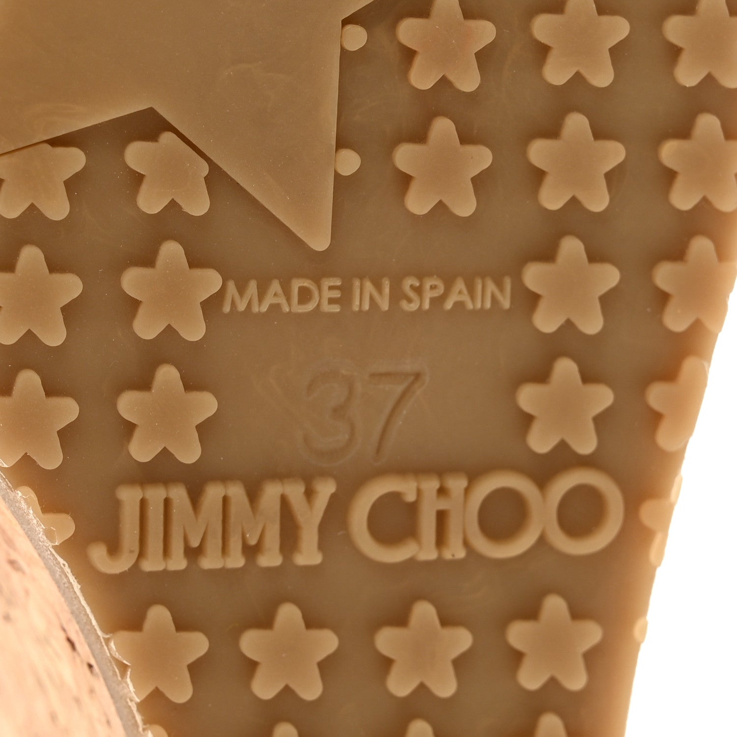 Jimmy Choo Metallic Grained Calfskin Cork Pandora Wedges 37 Nude 6 of 8