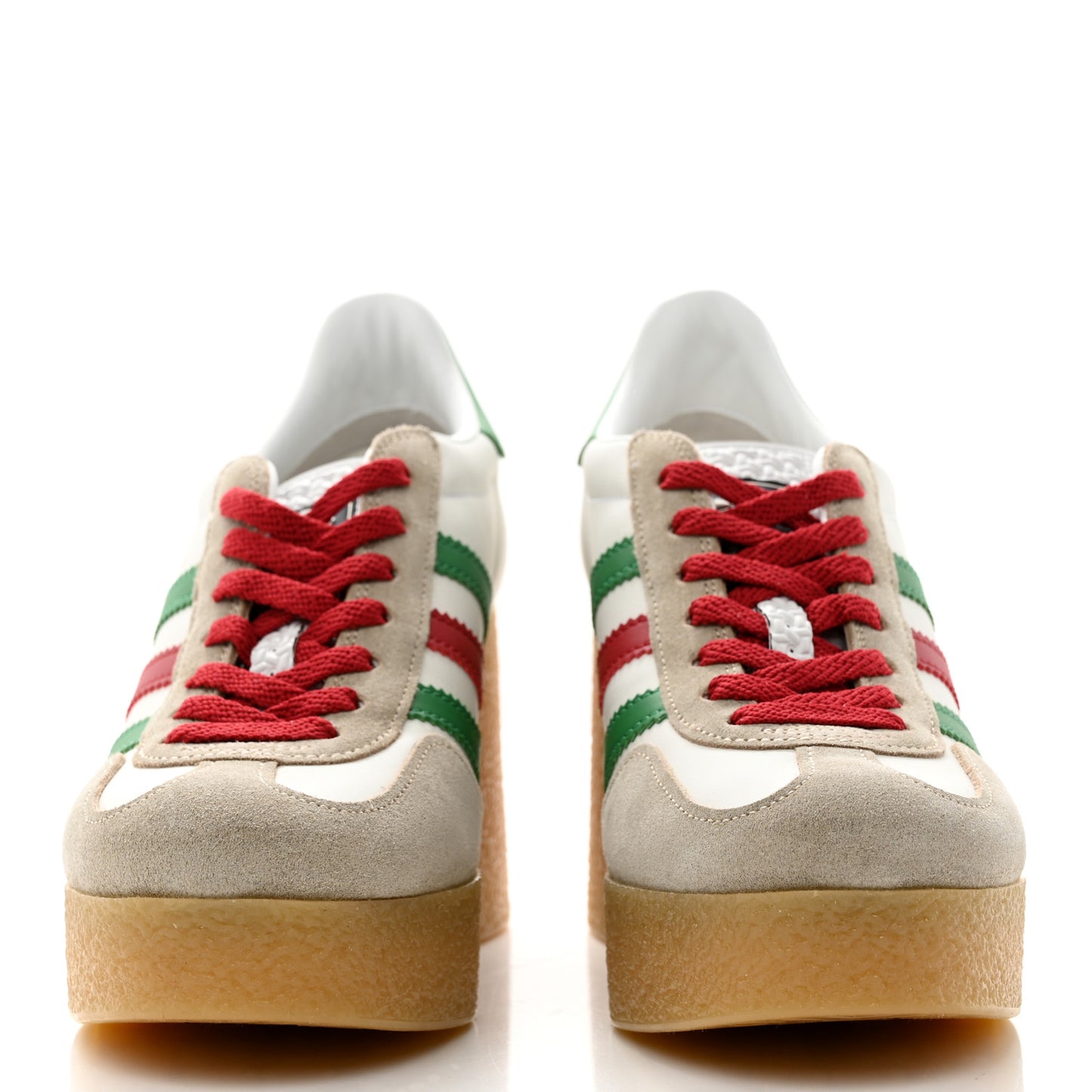 X ADIDAS Suede Madeira Gazelle Wedge Sneakers 37.5 Oatmeal White New Shamarock Hibiscus Red