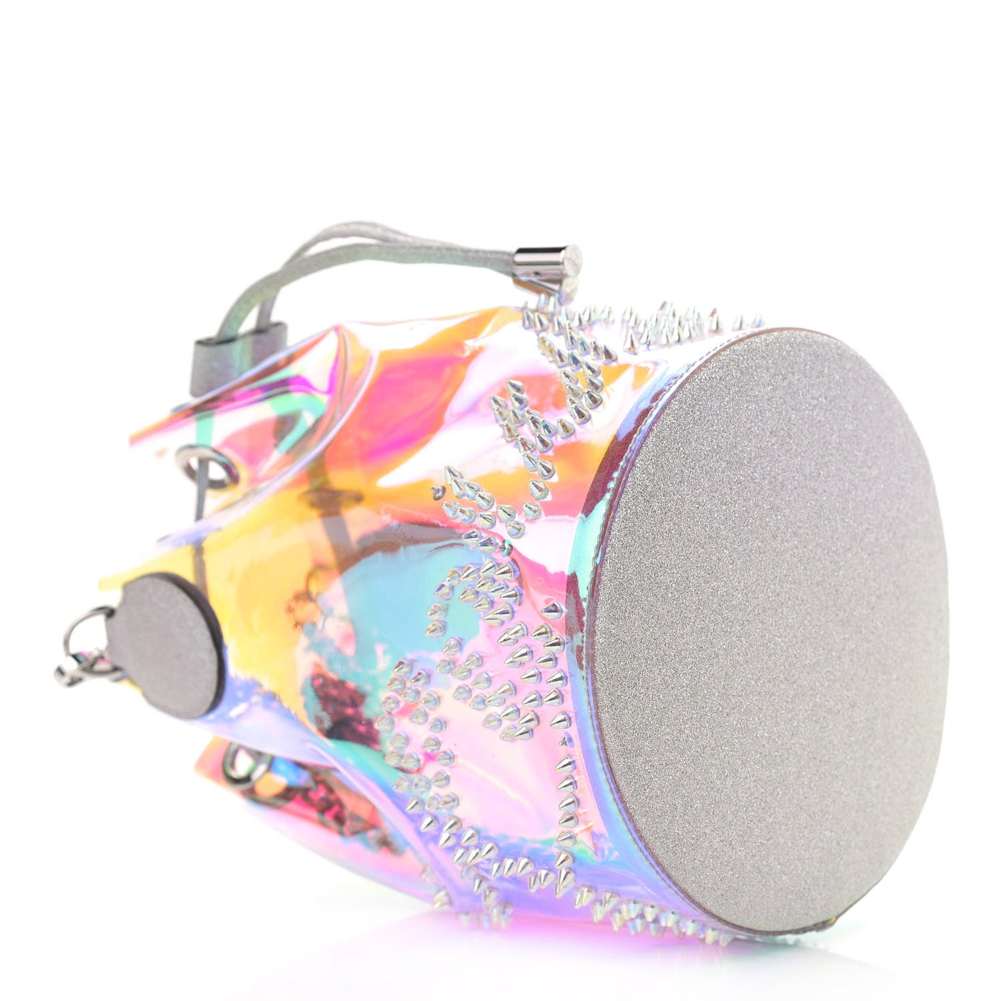 PVC Iridescent Marie Jane Studded Bucket Silver