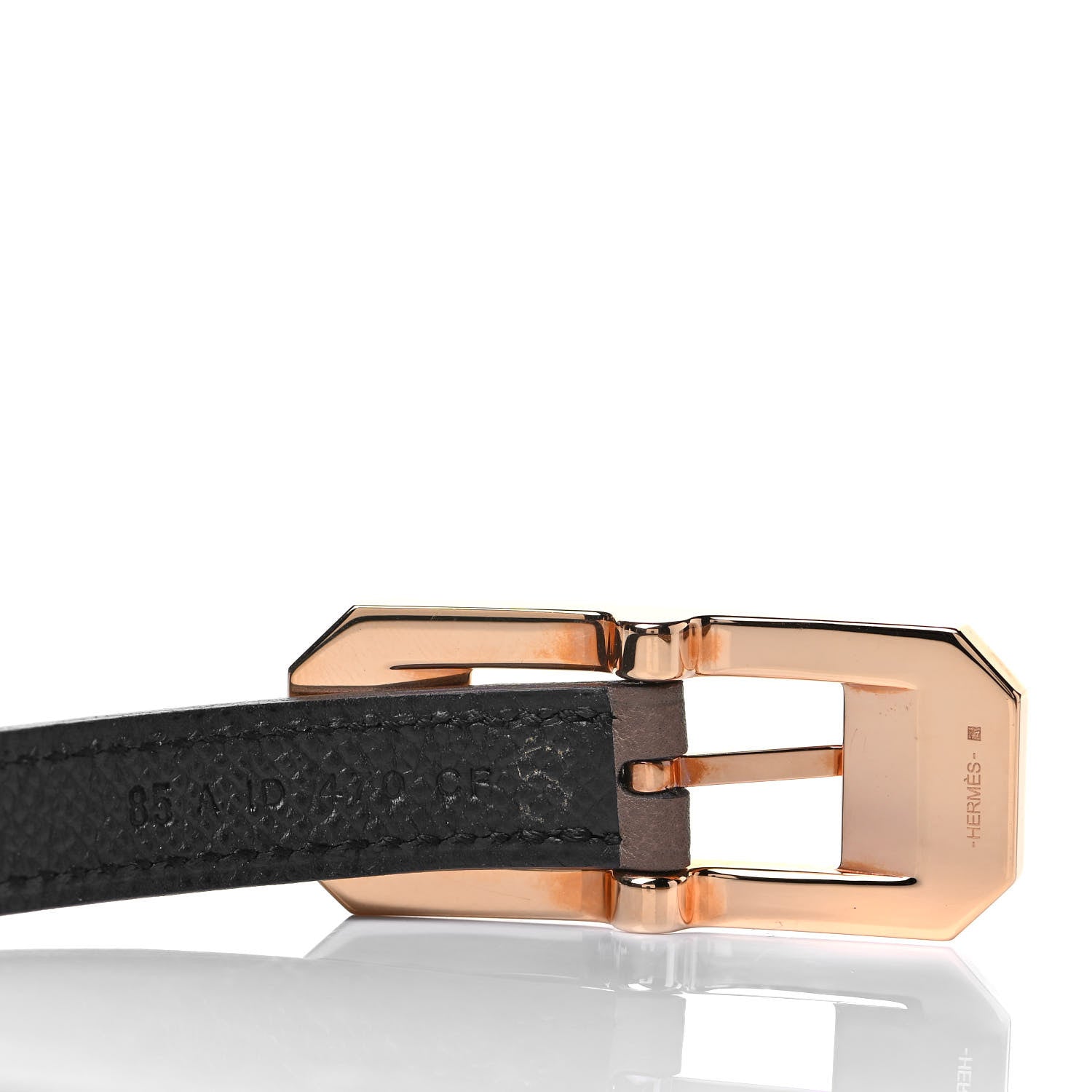 Hermes Lizard Epsom Swift Belt 85 Etoupe Black 3 of 3