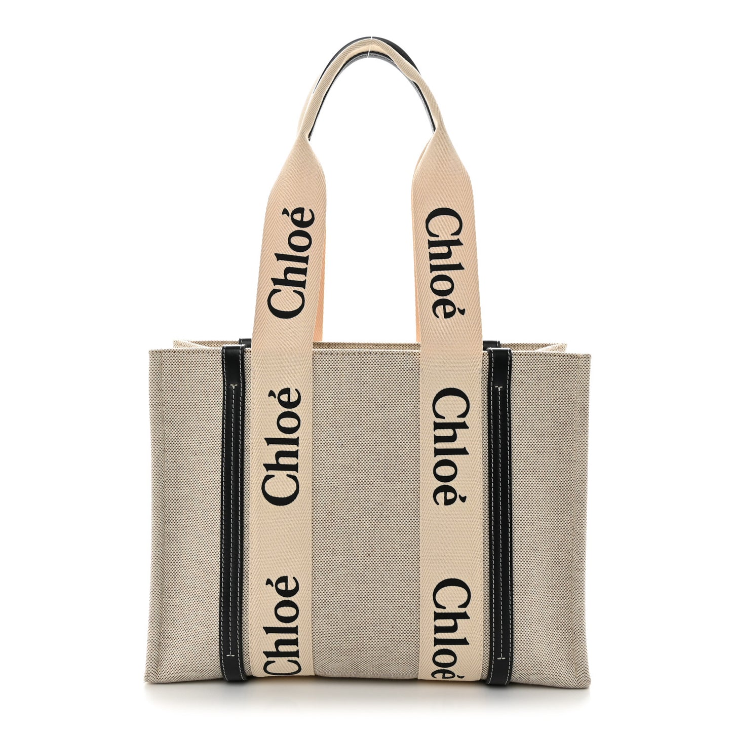 Cotton Calfskin Medium Woody Ribbon Tote White Blue