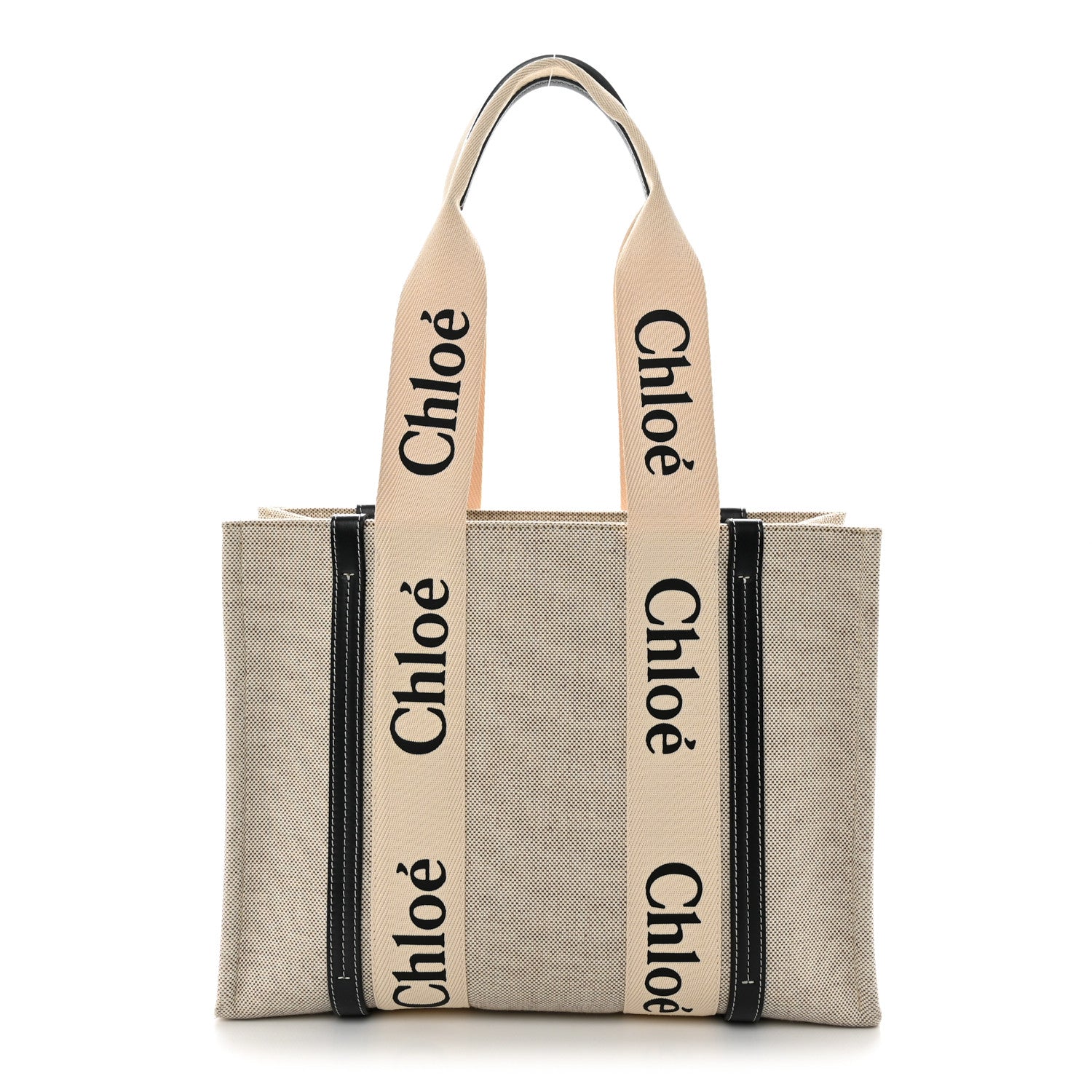 Chloe Cotton Calfskin Medium Woody Ribbon Tote White Blue 1 of 11