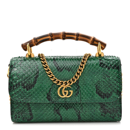 Gucci Snakeskin Mini Diana Bamboo Top Handle Clutch Emerald 1 of 11