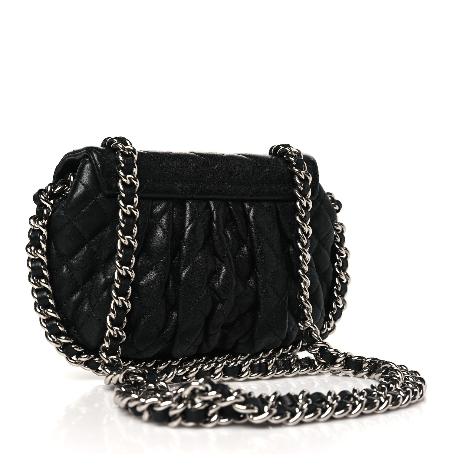 Chanel Washed Lambskin Quilted Mini Chain Around Flap Black 3 of 10