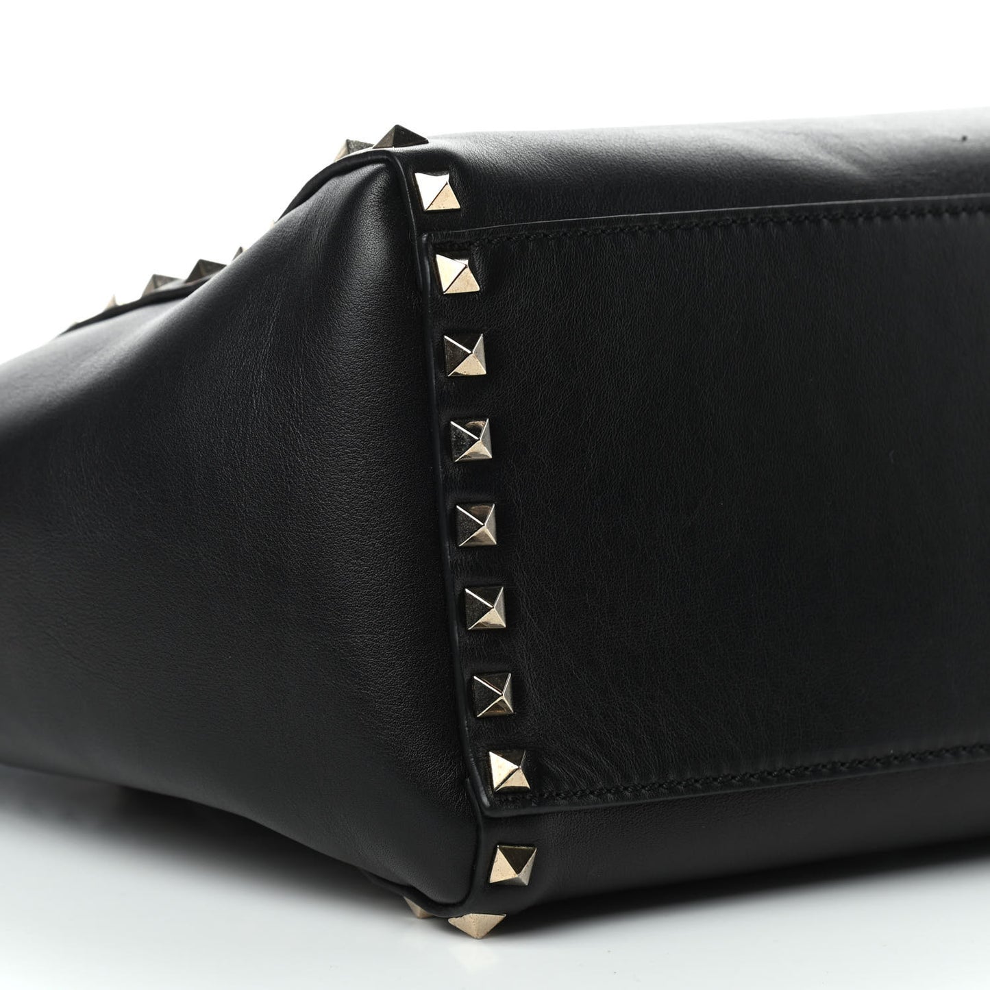 Vitello Rockstud Double Handle Tote Black