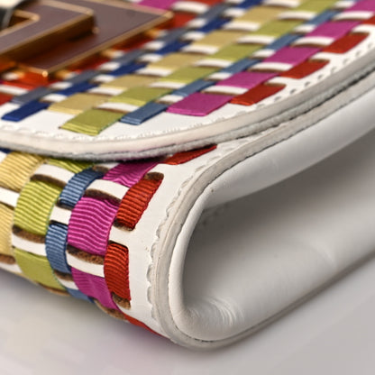 Fendi Fabric Calfskin Woven Crossbody White Multicolor 9 of 9