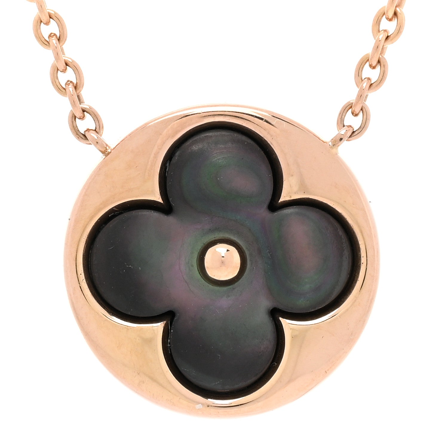 Louis Vuitton 18K Pink Gold Grey Mother Of Pearl Blossom Sun Pendant Necklace 3 of 5