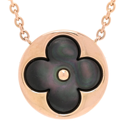 Louis Vuitton 18K Pink Gold Grey Mother Of Pearl Blossom Sun Pendant Necklace 3 of 5