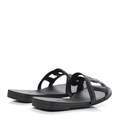Hermes Rubber Aloha Sandals 38 Black 3 of 9