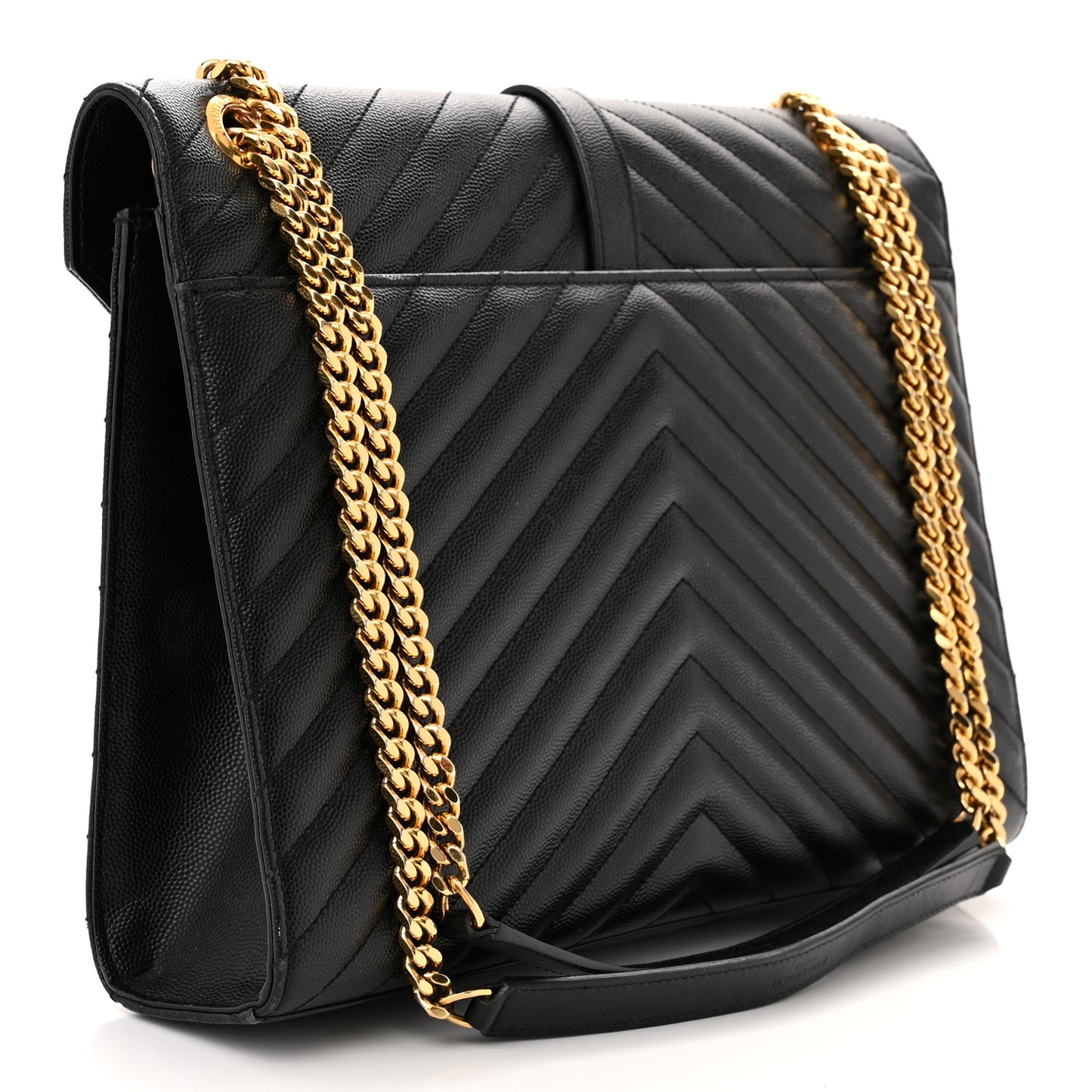 Grain De Poudre Matelasse Chevron Large Monogram Satchel Black