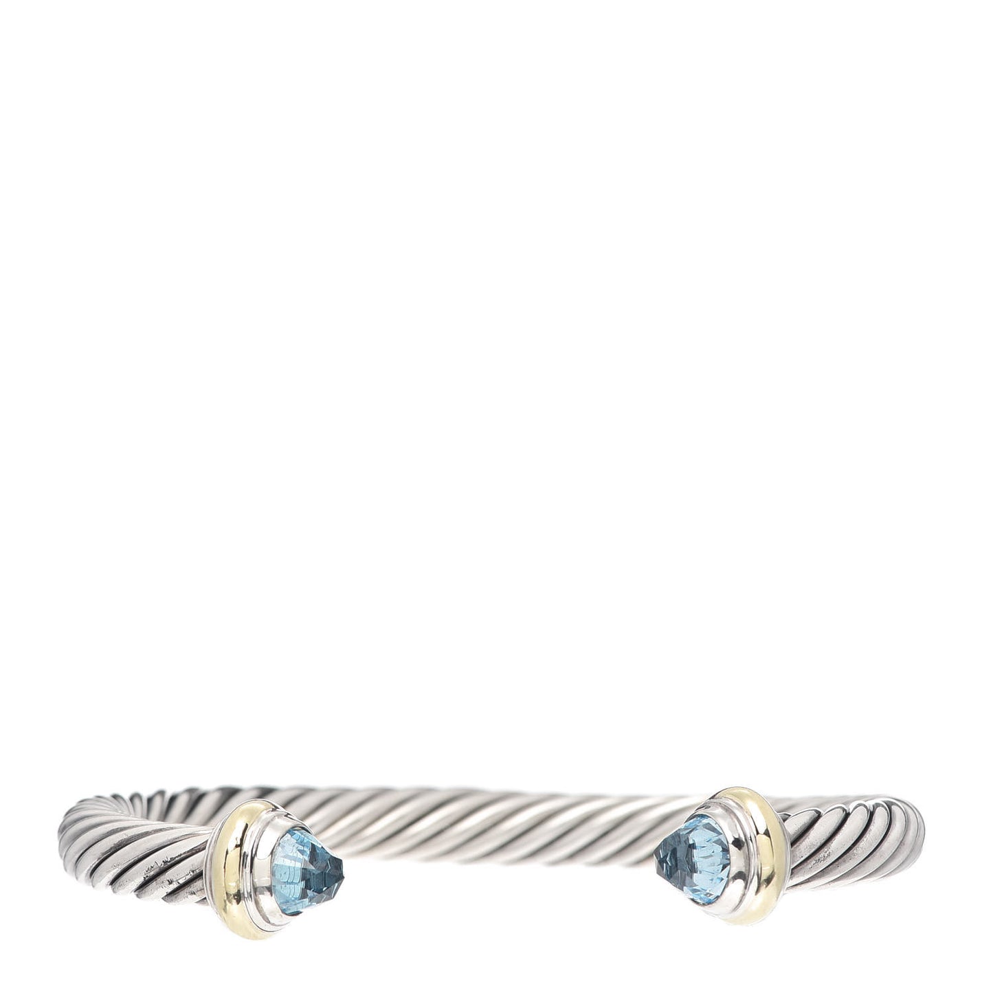 Sterling Silver 14K Yellow Gold Blue Topaz 7mm Cable Classics Bracelet