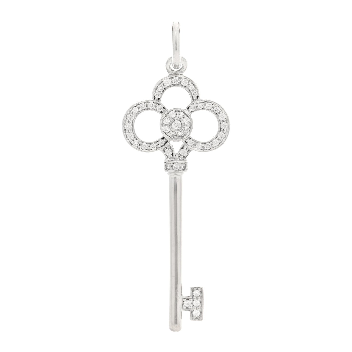 18K White Gold Diamond Mini Crown Key Pendant