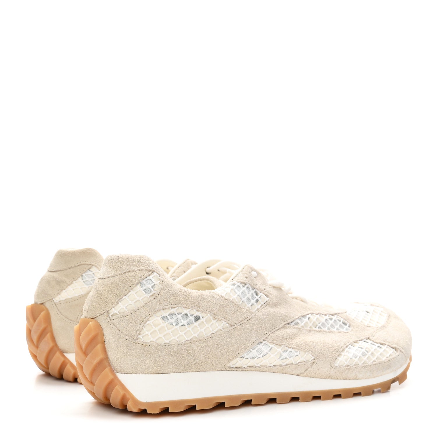 Bottega Veneta Calfskin Fishnet Fabric Mens Orbit Sneakers 46 Sea Salt 5 of 8