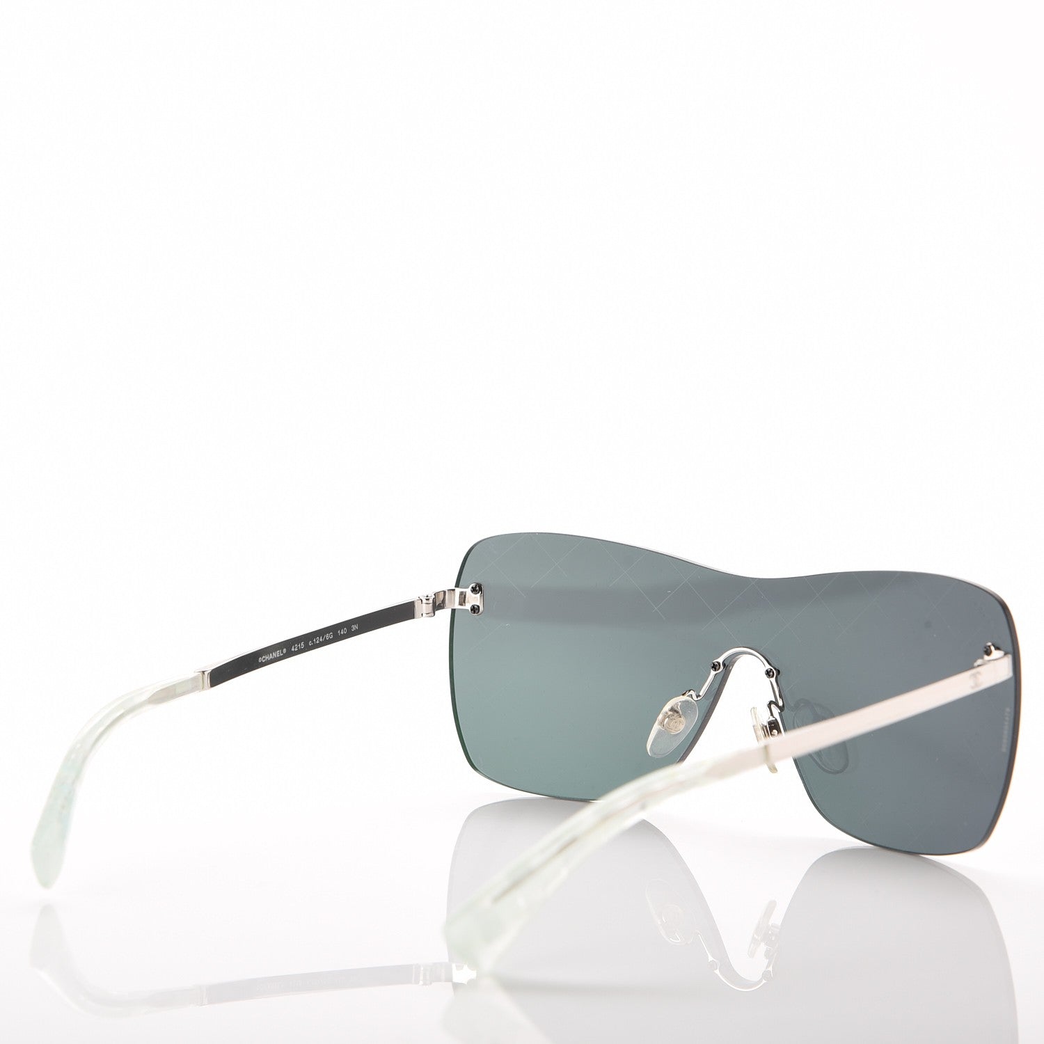 Chanel Shield Runway Sunglasses 4215 Silver Blue Mirror 4 of 7
