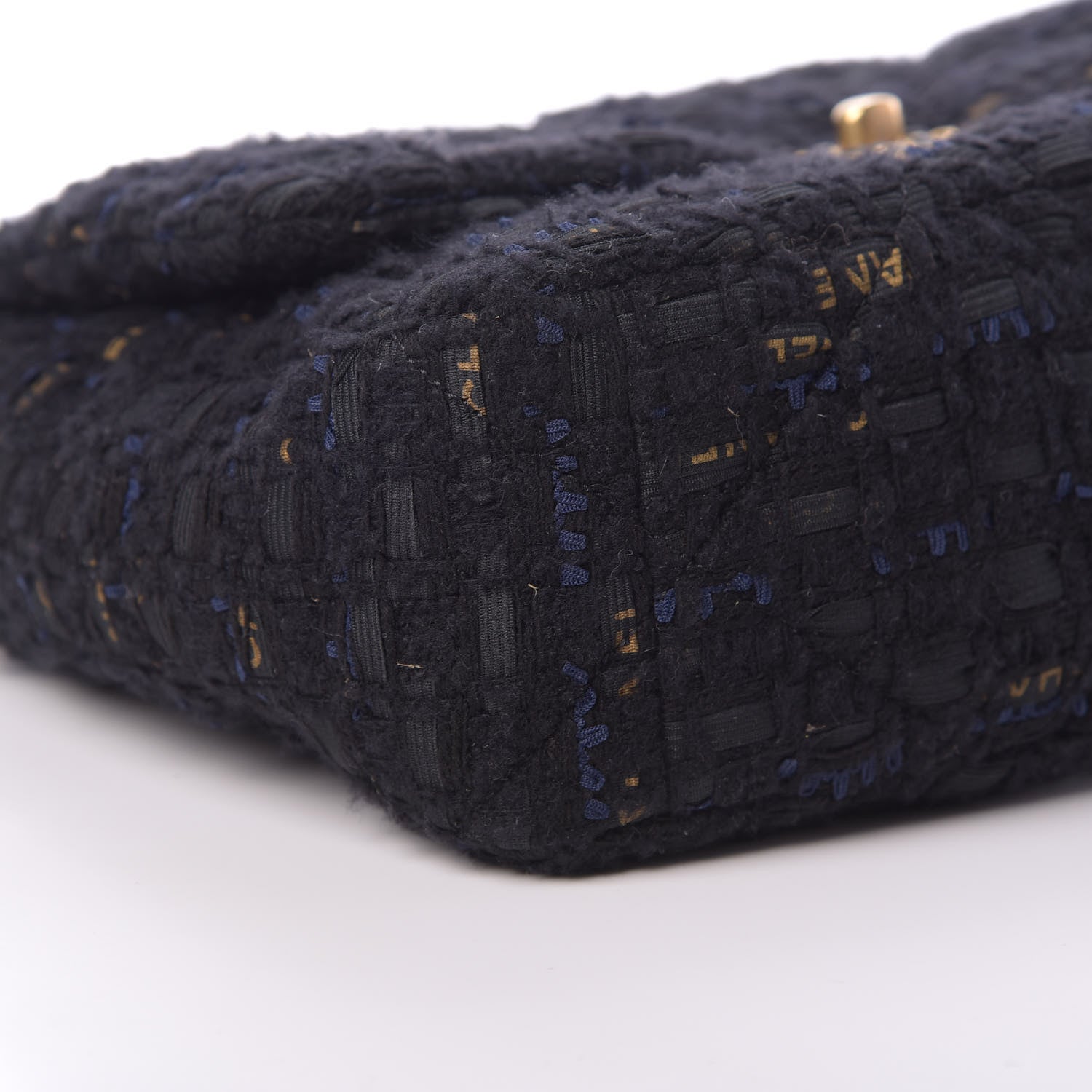 Chanel Tweed Quilted Large Chanel 19 Flap Black Navy Gold 9 of 11