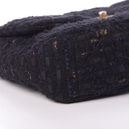 Chanel Tweed Quilted Large Chanel 19 Flap Black Navy Gold 9 of 11
