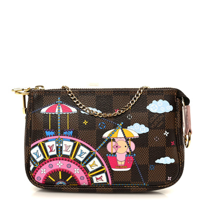 Louis Vuitton Damier Ebene 2020 Christmas Animation Big Wheel Mini Pochette Accessories Rose Ballerine 1 of 10