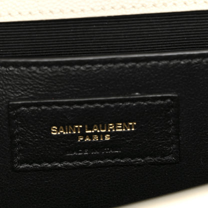 Saint Laurent Grain De Poudre Textured Mixed Matelasse Medium Triquilt Monogram Satchel Crema Soft 6 of 11