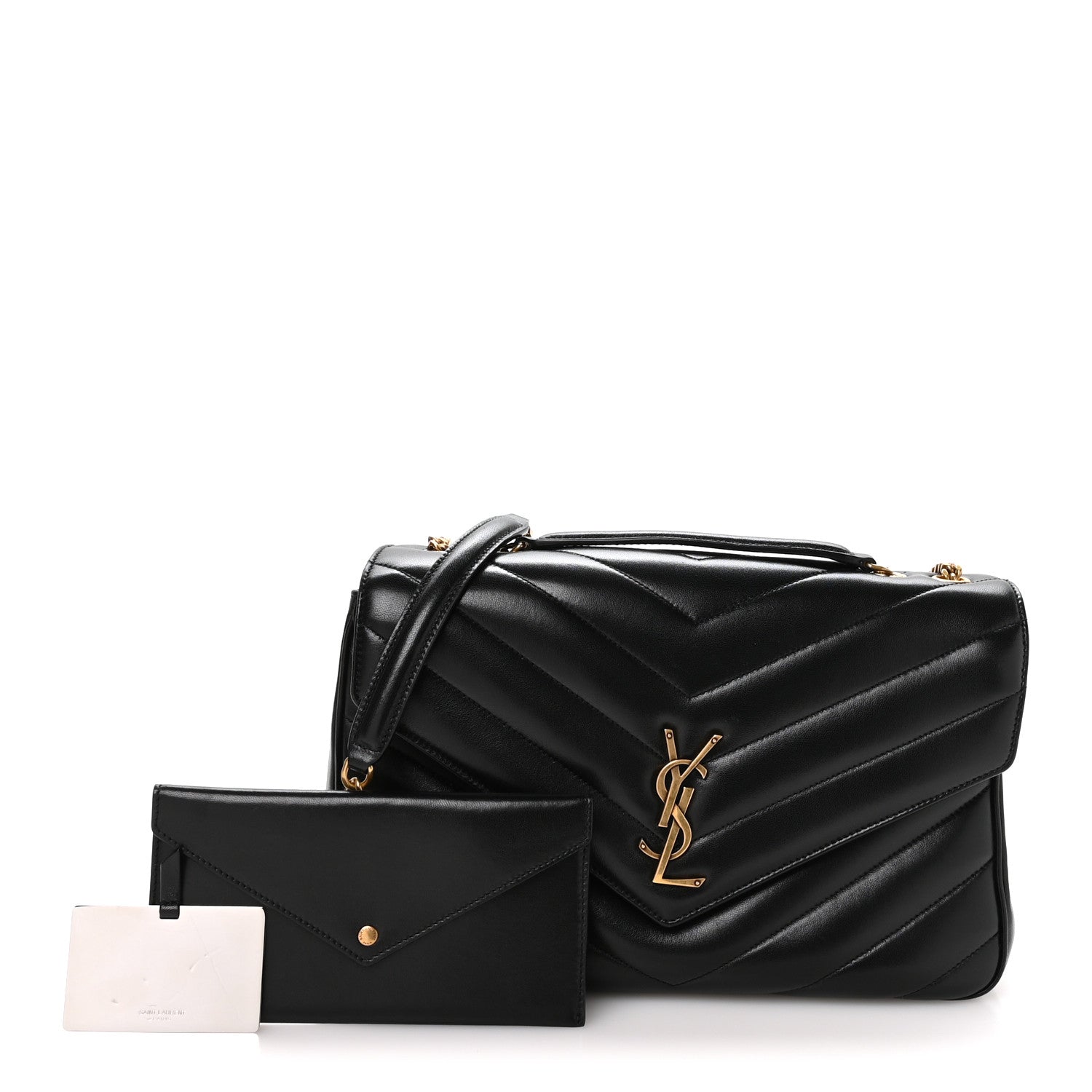 Saint Laurent Lambskin Chevron Quilted Large Loulou Black 3 of 11