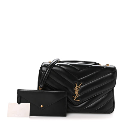 Saint Laurent Lambskin Chevron Quilted Large Loulou Black 3 of 11