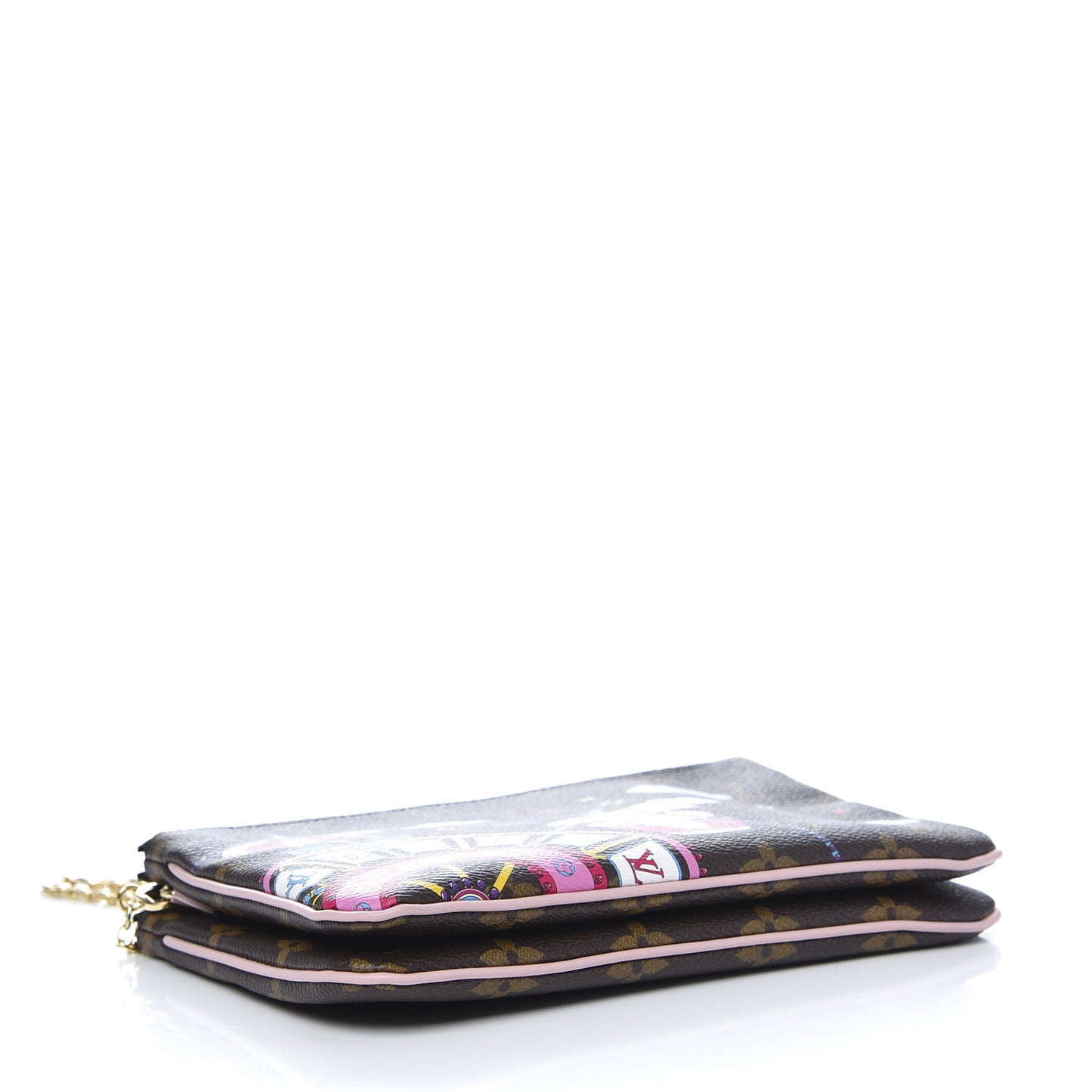 Monogram 2020 Christmas Animation Big Wheel Double Zip Pochette Rose Ballerine