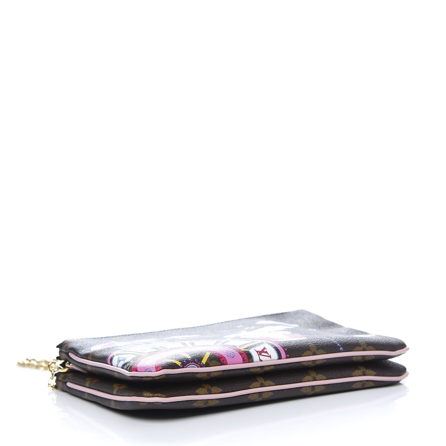 Louis Vuitton Monogram 2020 Christmas Animation Big Wheel Double Zip Pochette Rose Ballerine 4 of 10