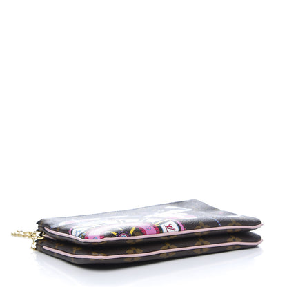 Louis Vuitton Monogram 2020 Christmas Animation Big Wheel Double Zip Pochette Rose Ballerine 4 of 10