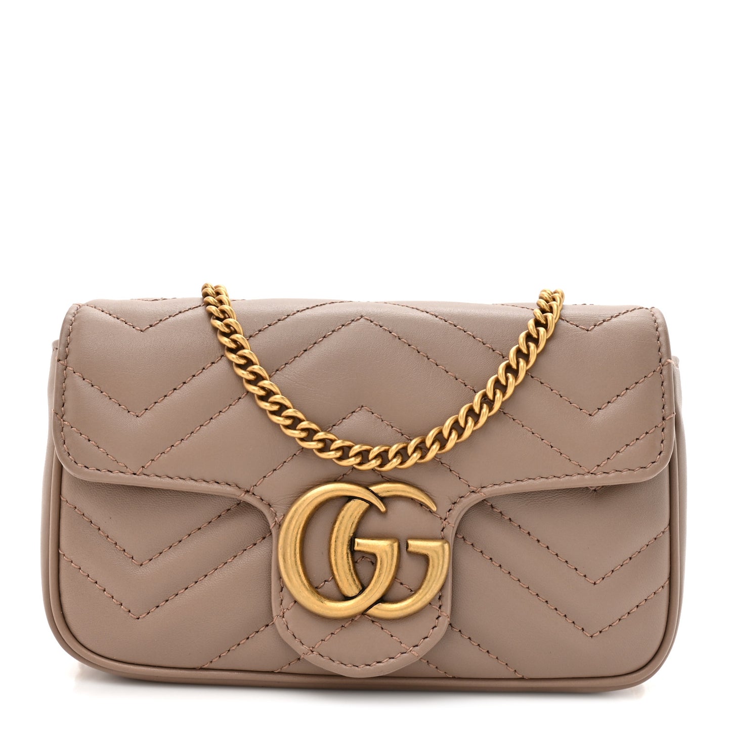 Calfskin Matelasse Super Mini GG Marmont Shoulder Bag Porcelain Rose