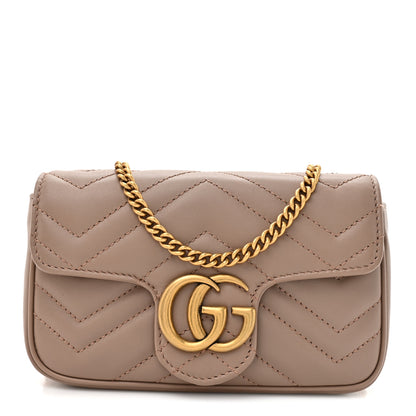 Gucci Calfskin Matelasse Super Mini GG Marmont Shoulder Bag Porcelain Rose 1 of 10