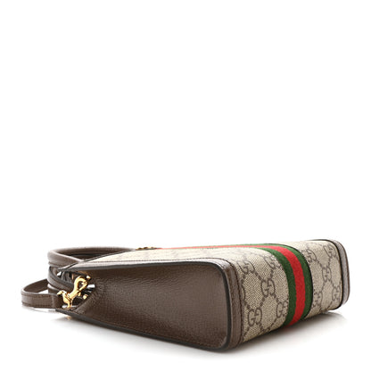 Gucci GG Supreme Monogram Textured Dollar Calfskin Web Super Mini Ophidia Mini Tote Bag Beige Ebony New Acero 4 of 10