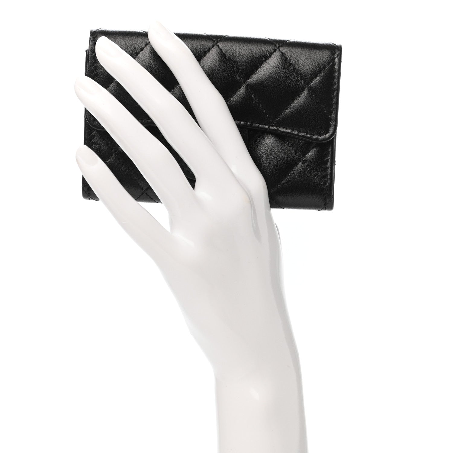 Chanel Lambskin Quilted Flap Card Holder Wallet So Black 2 of 9