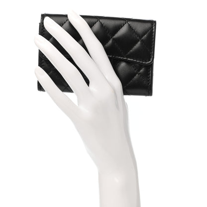 Chanel Lambskin Quilted Flap Card Holder Wallet So Black 2 of 9