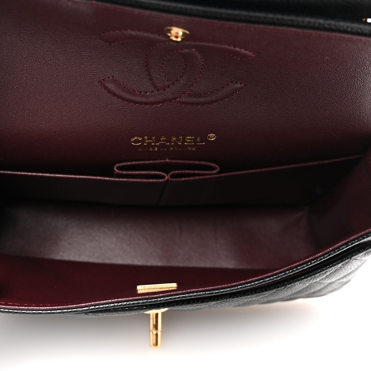Caviar Quilted Small Double Flap Black