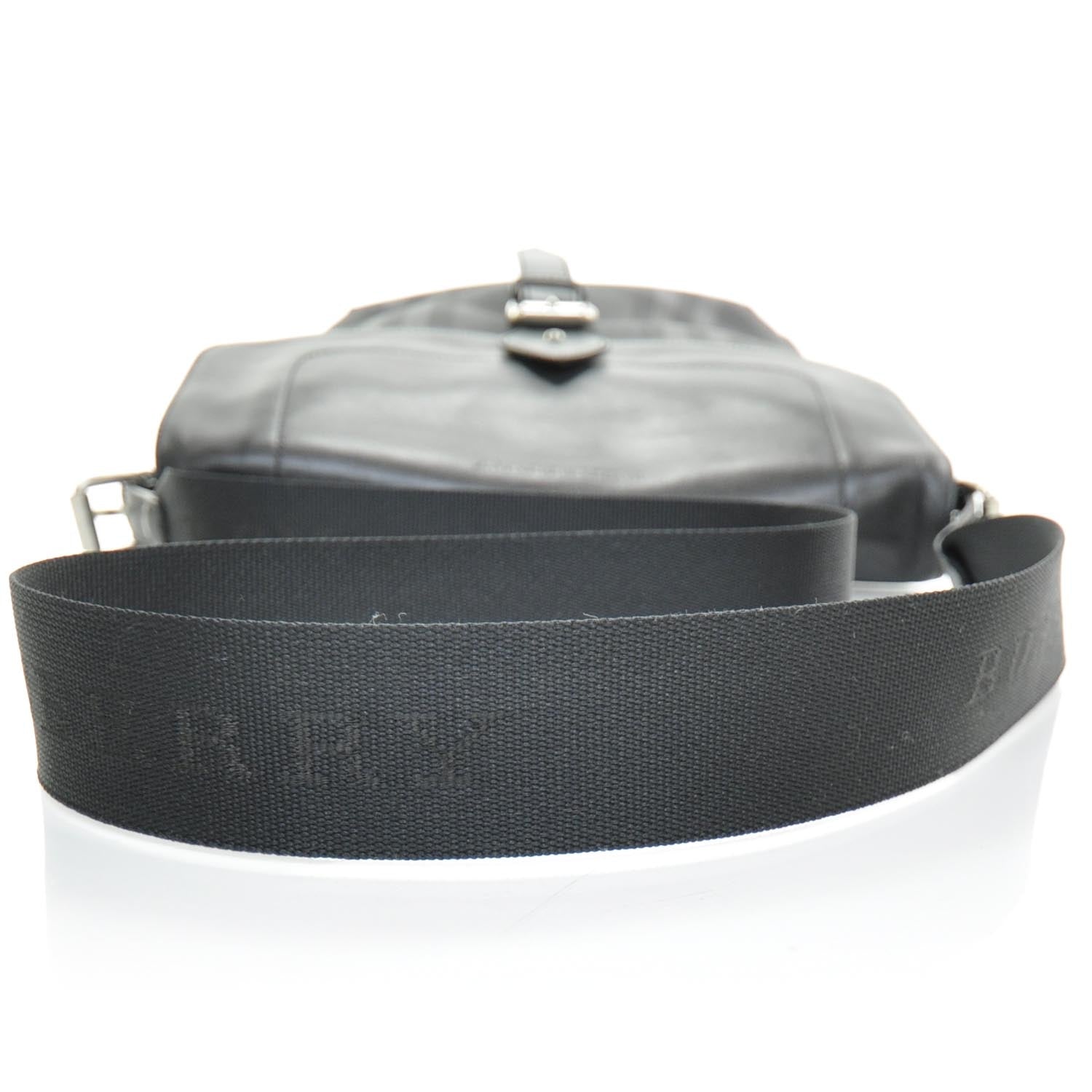 Burberry Nylon Tonal Check Messenger Bag Black 5 of 9