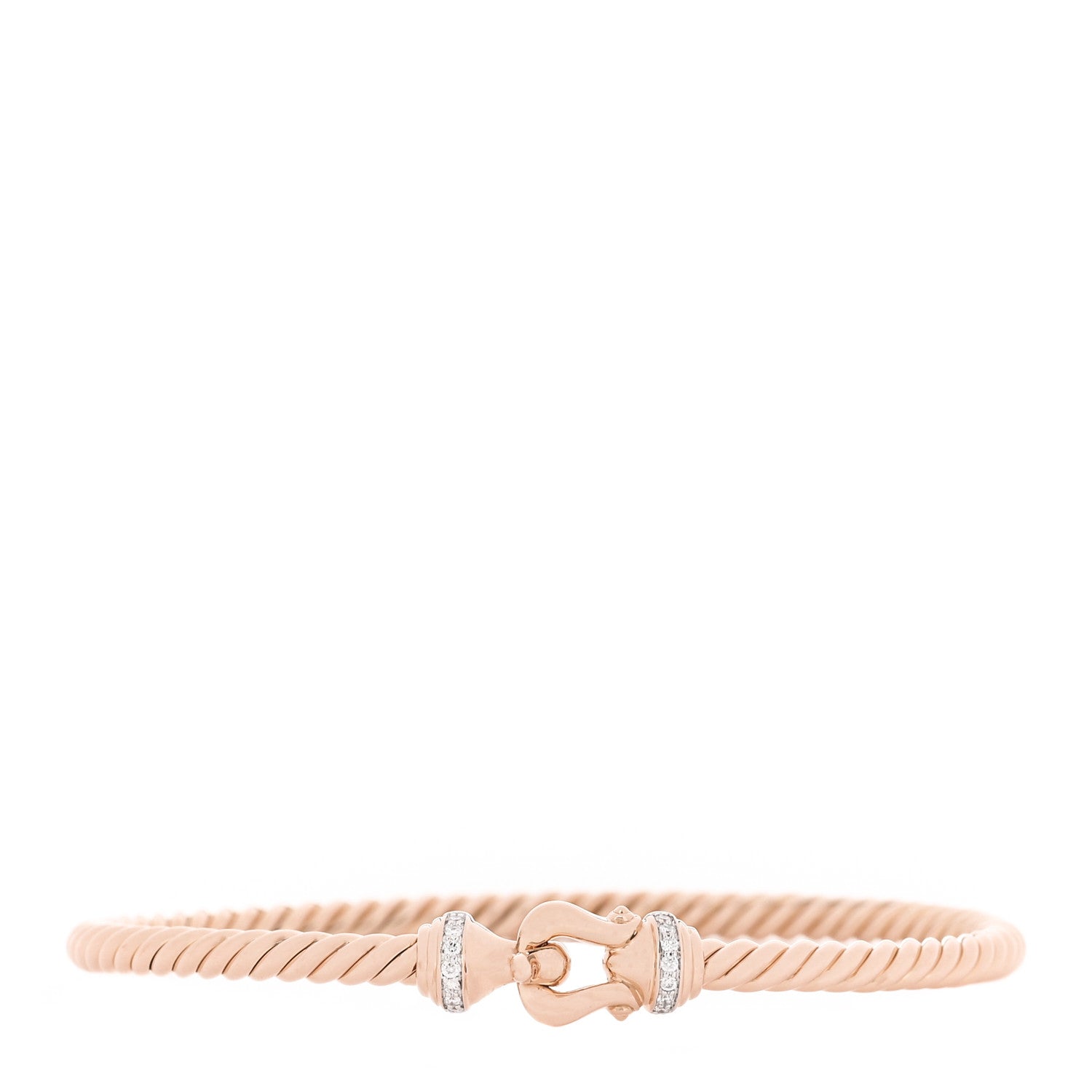 David Yurman 18K Rose Gold Diamond 3.5mm Buckle Cablespira Bracelet 1 of 4