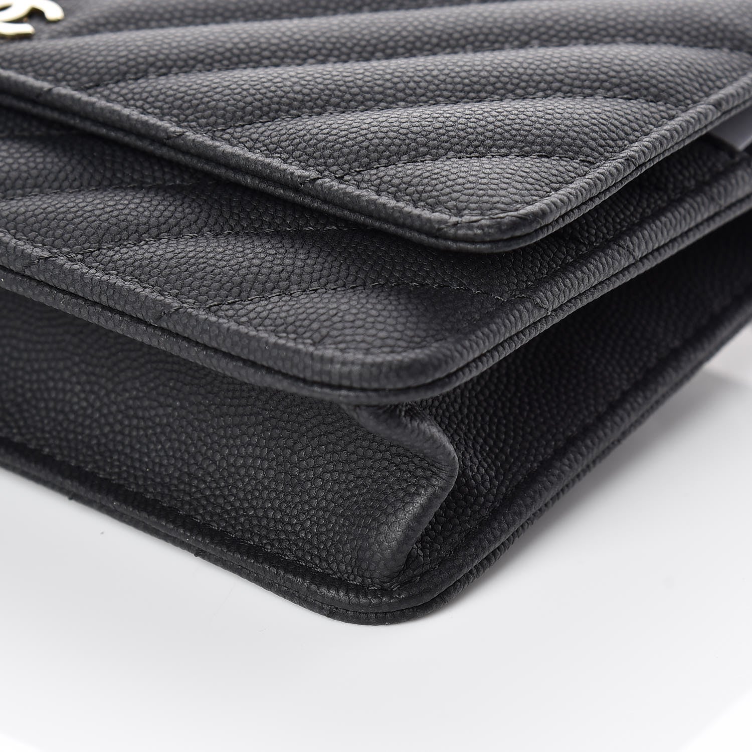 Chanel Caviar Chevron Quilted Wallet On Chain WOC Black 6 of 10