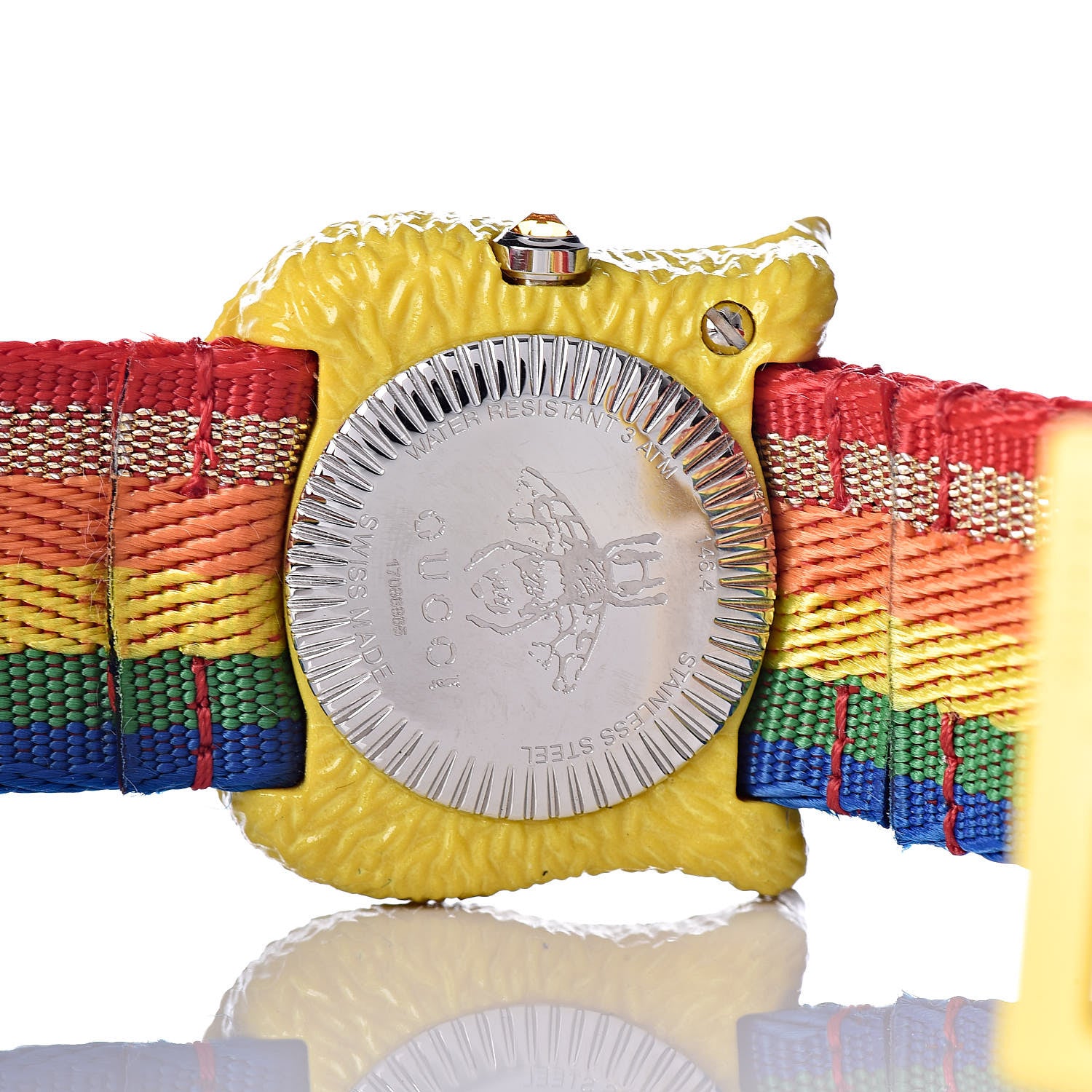 Gucci Stainless Steel Nylon 32mm Le Marche Des Merveilles Tiger Quartz Watch Yellow 6 of 8