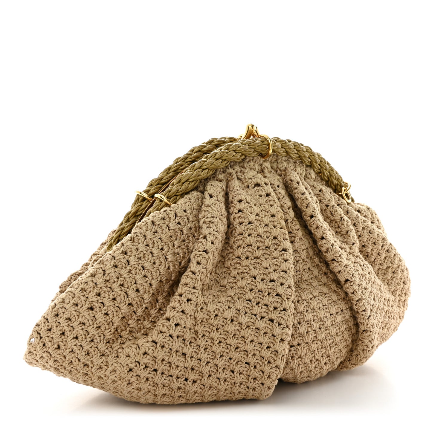 Intreccio Macrame Braided Shell Clutch Sand