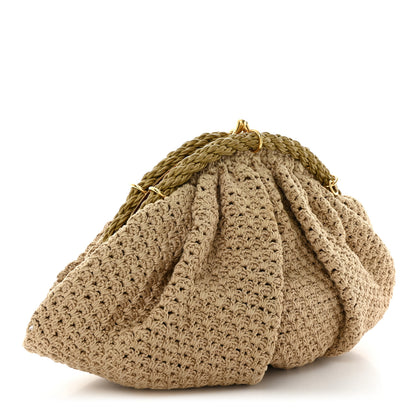 Fendi Intreccio Macrame Braided Shell Clutch Sand 3 of 10