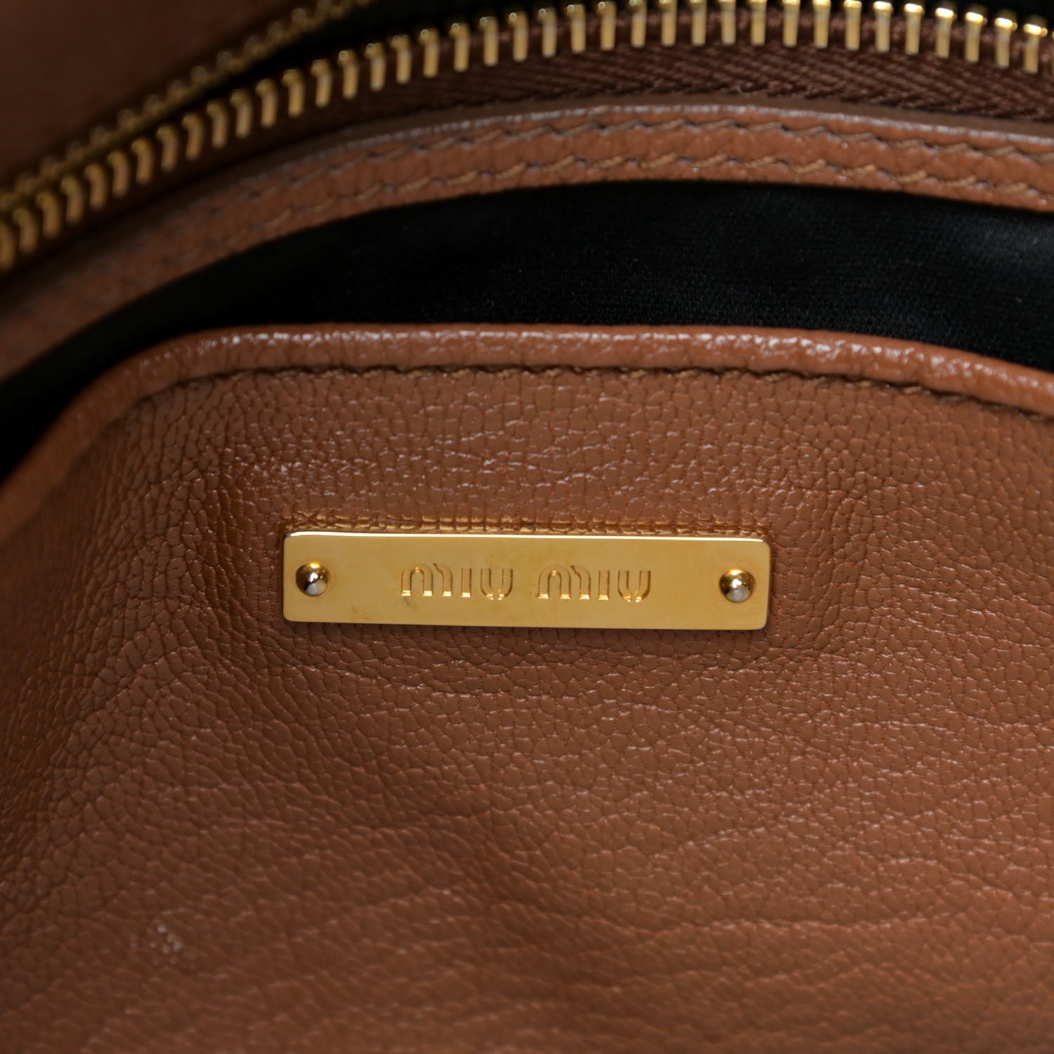 Miu Miu Vitello Phenix Madras Shoulder Bag Cuoio 7 of 17