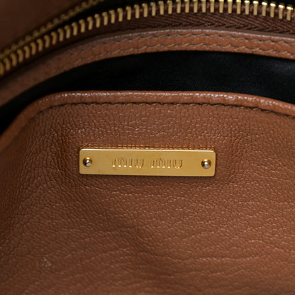 Miu Miu Vitello Phenix Madras Shoulder Bag Cuoio 7 of 17