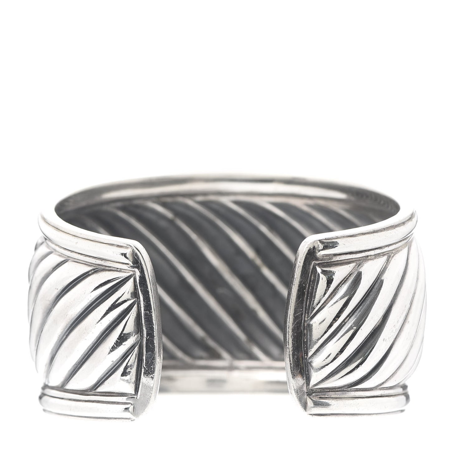 Sterling Silver Diamond 41mm Sculpted Cable Cuff Bracelet