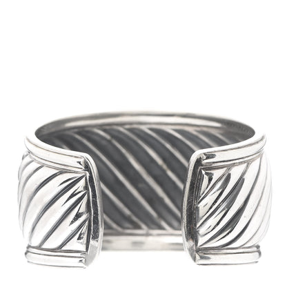 David Yurman Sterling Silver Diamond 41mm Sculpted Cable Cuff Bracelet 3 of 4